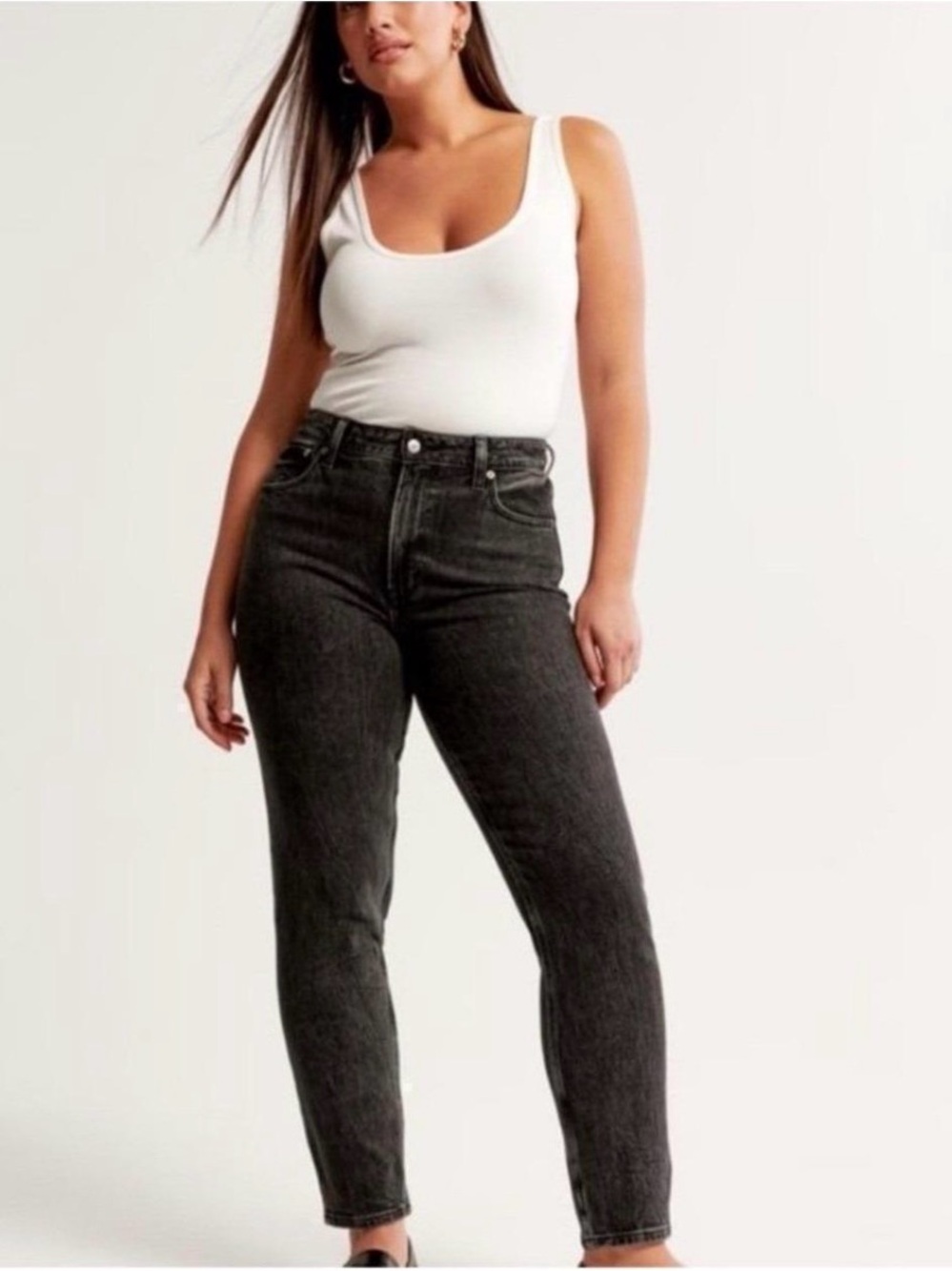 Abercrombie & Fitch The Mom High Rise Faded Black 34/18